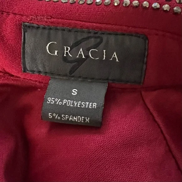 RED GRACIA CRYSTAL JEWELED COLLAR DRESS - Picture 9 of 11